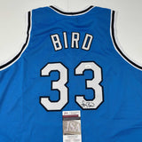 Autographed/Signed Larry Bird Indiana State College Basketball Jersey JSA COA