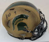 KENNETH WALKER III SIGNED MICHIGAN STATE SPARTANS BRONZE SPEED MINI HELMET