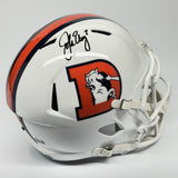 JOHN ELWAY AUTOGRAPHED SIGNED DENVER BRONCOS FS WHITE OLD D REPLICA HELMET BAS