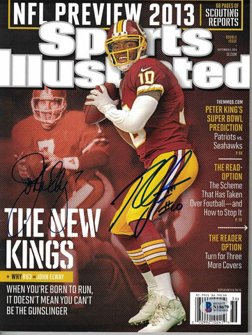 John Elway & Robert Griffin III Autographed 9/2/13 Sports Illustrated BAS 24018