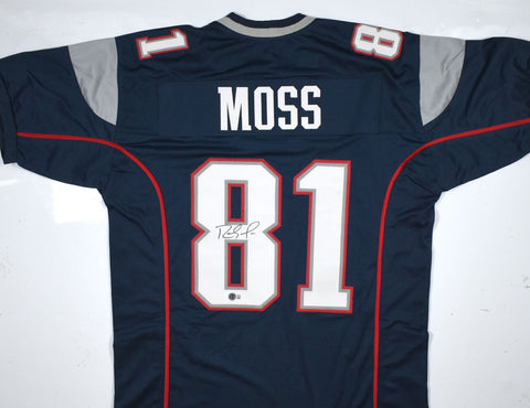 Randy Moss Autographed Blue Pro Style Jersey- Beckett W Hologram *Black *8