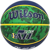 JOHN STOCKTON AUTOGRAPHED BLUE & GREEN TIE-DYE JAZZ BASKETBALL BECKETT 224369