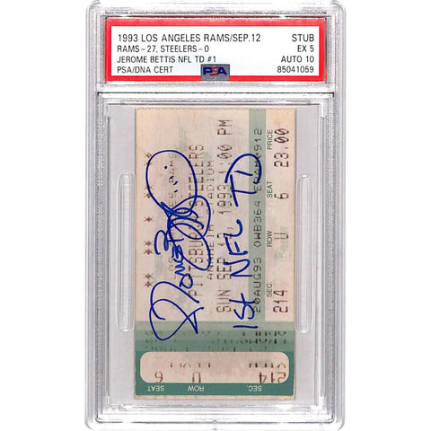 Jerome Bettis Signed Pittsburgh Steelers 09/12/93 1st TD Slab Ticket PSA 38020