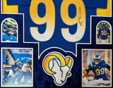 FRAMED IN SUEDE LOS ANGELES RAMS AARON DONALD AUTOGRAPHED SIGNED JERSEY JSA COA