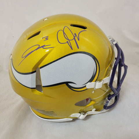 JUSTIN JEFFERSON & JORDAN ADDISON SIGNED VIKINGS FLASH SPEED AUTHENTIC HELMET