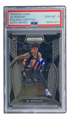 Ja Morant Signed 2019 Panini Prizm #2 Grizzlies Rookie Card PSA/DNA Gem MT 10