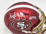 BRYANT YOUNG AUTOGRAPHED 49ERS FLASH RED SPEED MINI HELMET HOF 22 BECKETT 215664