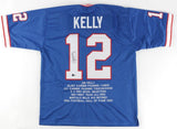 Jim Kelly Signed Buffalo Bill Career Highlight Stat Jersey (Beckett) HOF 2002 QB