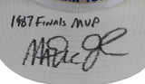 Lakers Magic Johnson "1987 Finals MVP" Signed 1987 World Champ White Hat BAS Wit