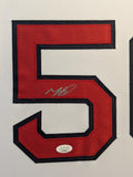 FRAMED SUEDE MOOKIE BETTS AUTOGRAPHED SIGNED BOSTON RED SOX JERSEY JSA COA