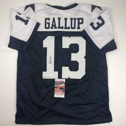 Autographed/Signed Michael Gallup Dallas Thanksgiving Day Jersey JSA COA