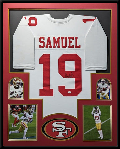 FRAMED SAN FRANCISCO 49ERS DEEBO SAMUEL AUTOGRAPHED SIGNED JERSEY JSA COA