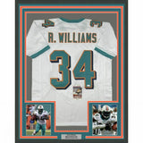 FRAMED Autographed/Signed RICKY WILLIAMS 33x42 Miami White Jersey JSA COA Auto