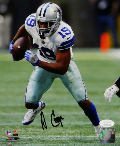 Amari Cooper Signed Cowboys 8x10 Running White Jersey PF Photo- JSA W Auth *Blk