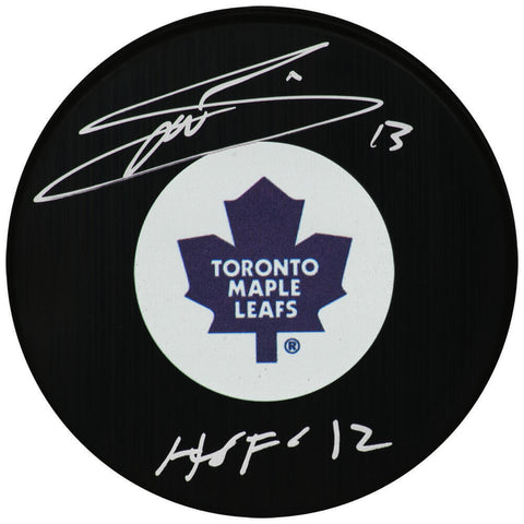 Mats Sundin Signed Toronto Maple Leafs Logo Hockey Puck w/HOF'12 -(SCHWARTZ COA)