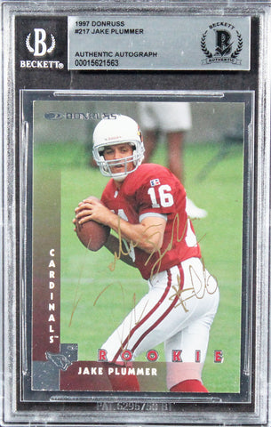 Cardinals Jake Plummer Authentic Signed 1997 Donruss #217 RC Card BAS Slabbed