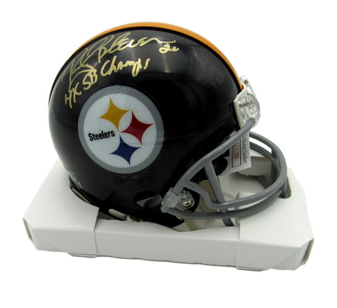 Rocky Bleier Signed/Inscr Steelers Black Mini Football Helmet JSA 156766