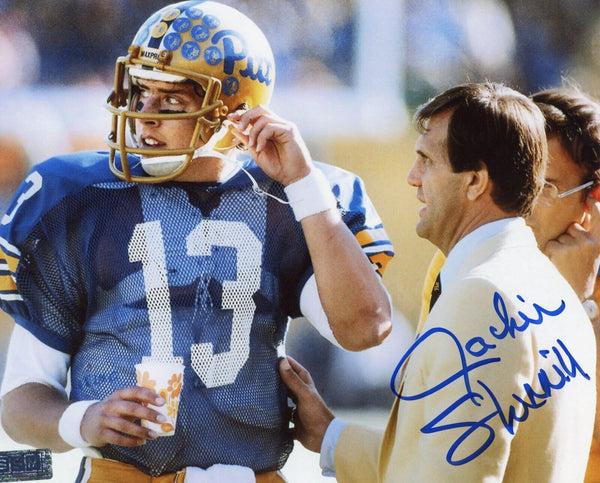 JACKIE SHERRILL AUTOGRAPHED PITT PITTSBURGH PANTHERS 8x10 PHOTO W/ DAN MARINO