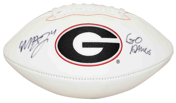 MECOLE HARDMAN AUTOGRAPHED GEORGIA BULLDOGS WHITE LOGO FOOTBALL JSA W/ GO DAWGS