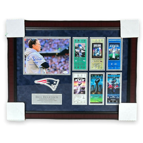 Bill Belichick Signed Autographed Photo Collage Framed to 21x27 JSA