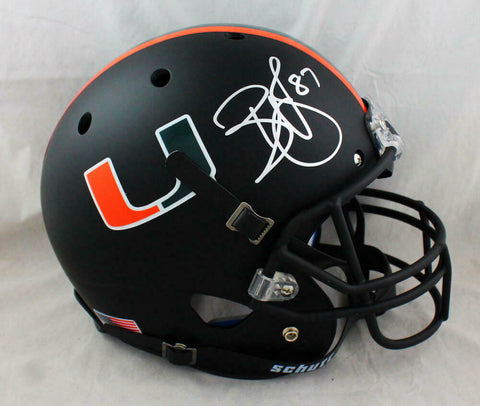 Reggie Wayne Signed Hurricanes F/S Schutt Matte Black Helmet - Beckett W Auth