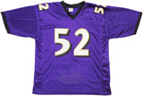 RAVENS RAY LEWIS AUTOGRAPHED SIGNED PURPLE FOOTBALL JERSEY WITH STATS JSA 228090