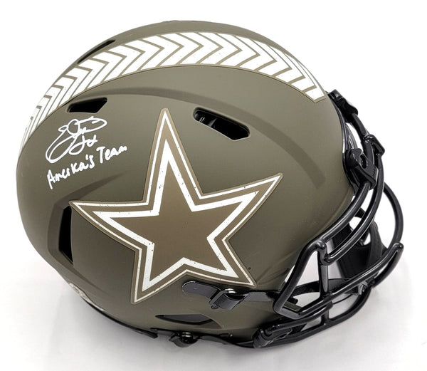 Emmitt Smith Signed Cowboys Authentic Salute To Service Helmet W/ America's Team