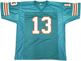 MIAMI DOLPHINS DAN MARINO AUTOGRAPHED TEAL JERSEY BECKETT BAS QR STOCK #232813