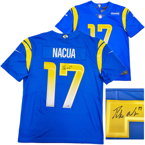 RAMS PUKA NACUA AUTOGRAPHED BLUE NIKE ON FIELD JERSEY L FANATICS HOLO 230009