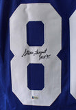 Steve Largent Autographed/Signed Pro Style XL Blue Jersey HOF Beckett 24058