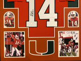 FRAMED MIAMI HURRICANES VINNY TESTAVERDE AUTOGRAPHED SIGNED JERSEY JSA COA