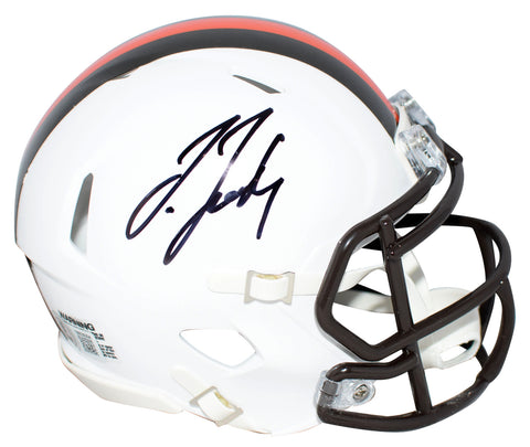 JERRY JEUDY AUTOGRAPHED CLEVELAND BROWNS WHITE SPEED MINI HELMET BECKETT