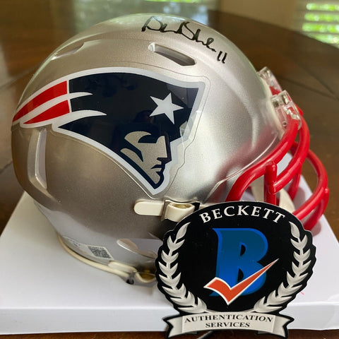 Drew Bledsoe Signed New England Patriots Mini Helmet Beckett
