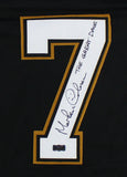 Morten Andersen Signed New Orleans Custom Stats Black Jersey With "Great Dane" I