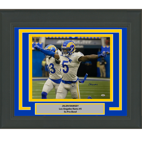 Framed Autographed/Signed Jalen Ramsey Los Angeles Rams 16x20 Photo JSA COA #3