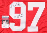 Grant Wistrom Signed Nebraska Corn Huskers Jersey "3xNational Champs!" (JSA COA)