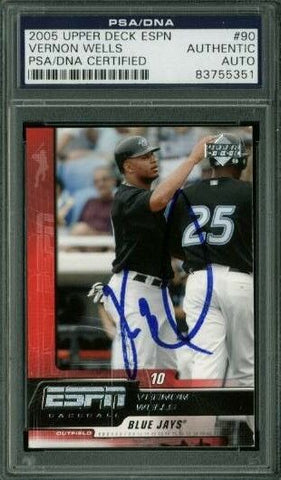 Blue Jays Vernon Wells Signed Card 2005 Upper Deck Espn #90 PSA/DNA Slabbed