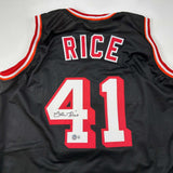 Autographed/Signed Glen Rice Miami Black Basketball Jersey Beckett BAS COA