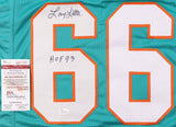 Larry Little Signed Dolphins Teal Jersey (JSA COA) 1972 Miami 17-0 Unbeaten Team