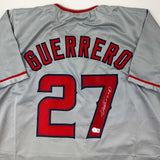 Autographed/Signed Vladimir Vlad Guerrero Los Angeles LA Grey Jersey Beckett COA