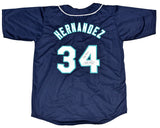 FELIX HERNANDEZ AUTOGRAPHED SEATTLE MARINERS #34 NAVY JERSEY W/ KIING FELIX