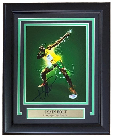 Usain Bolt Signed Framed 8x10 Olympic Track Legend Photo PSA AF26488