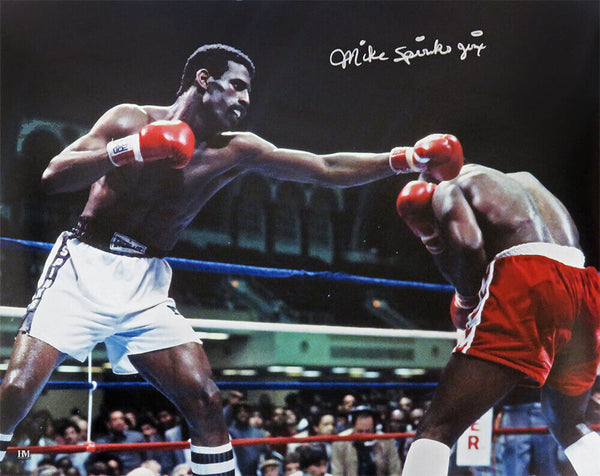 Michael Spinks Signed Boxing Punching Action 16x20 Photo w/Jinx - (SCHWARTZ COA)