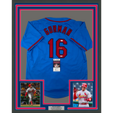 Framed Autographed/Signed Nolan Gorman 33x42 St. Louis Blue Jersey JSA COA