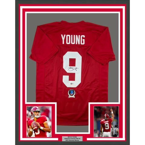 Framed Autographed/Signed Bryce Young 33x42 Alabama Red College Jersey BAS COA