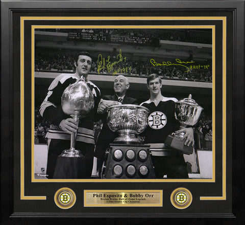 Bobby Orr & Phil Esposito Boston Bruins Autographed 16" x 20" Framed Hockey Phot