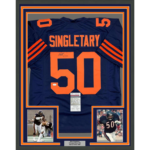 Framed Autographed/Signed Mike Singletary 35x39 Chicago Retro Jersey JSA COA