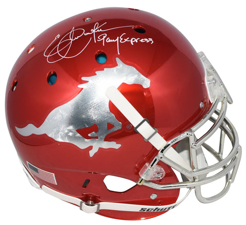 ERIC DICKERSON SIGNED SMU MUSTANGS RED CHROME AUTHENTIC HELMET W/ PONY EXPRESS