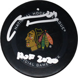 Marian Hossa Autographed Chicago Blackhawks Hockey Puck HOF 2020 Beckett 46877