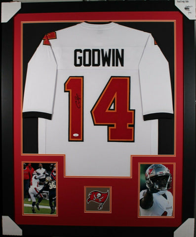 CHRIS GODWIN (Buccaneers white TOWER) Signed Autographed Framed Jersey JSA